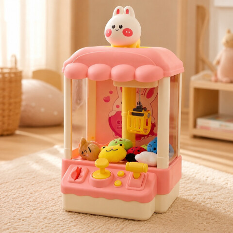 Máquina Infantil Grúa Agarra Juguetes Peluches Con Sonido Variante Color Rosa