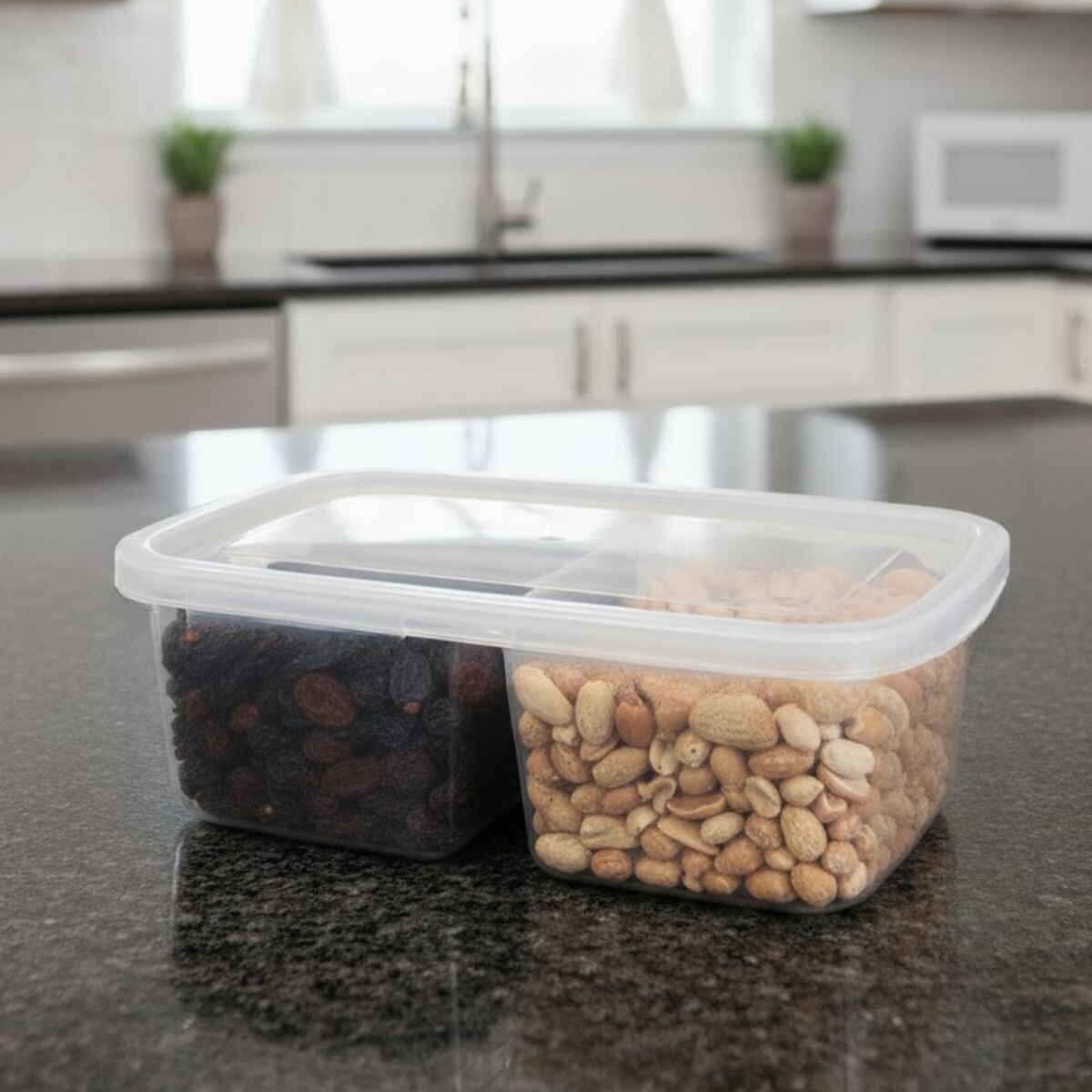 Pote rectangular con división 1,1 lts - TRANSPARENTE 