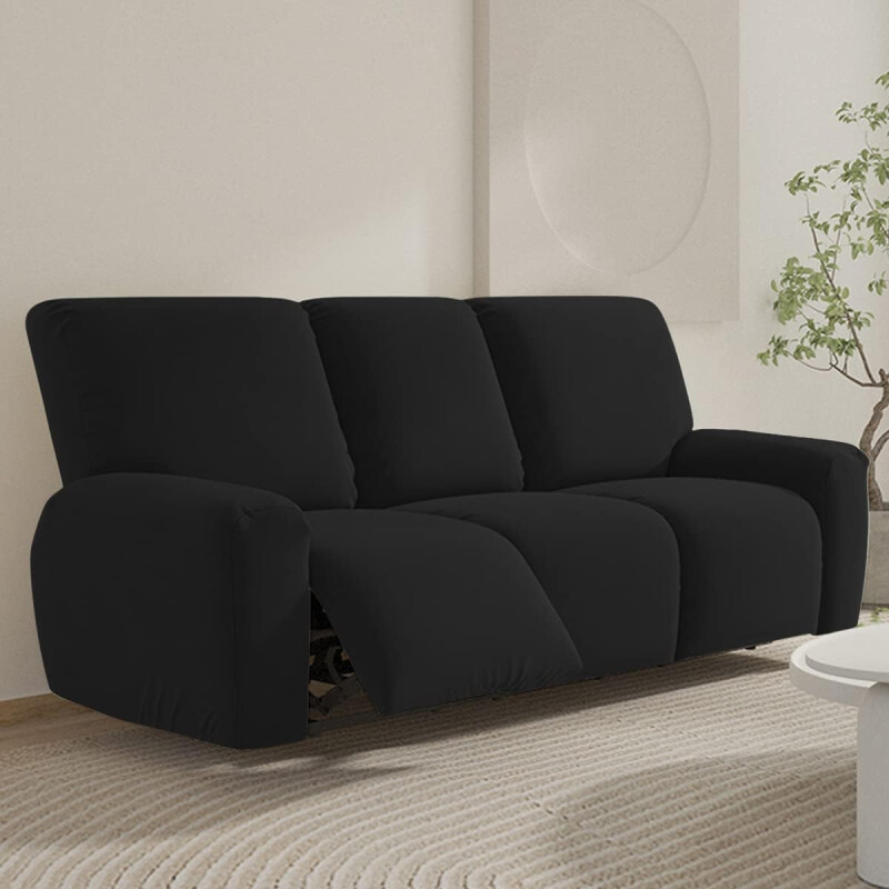 Funda sillón reclinable 3 cuerpos lisa negro