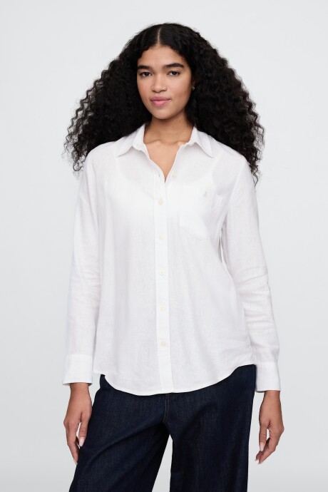 V-IE BRANNAN LINEN EASY SHIRT Optic White V6