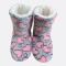 Pantufla Botín Diseño De Corazones Gris/Rosa Fuerte