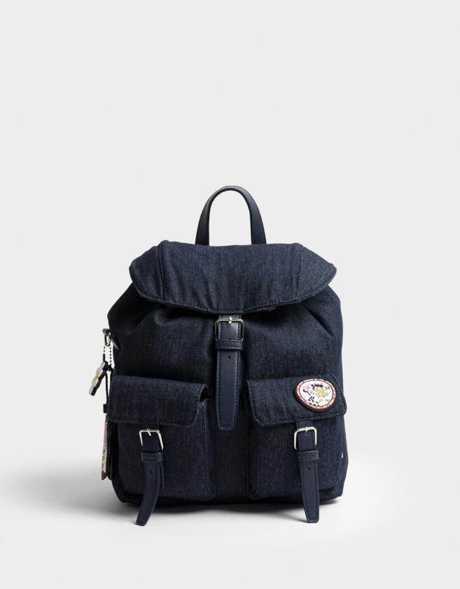 Mochilas Urbanas Mochila De Cuerina Daisy Denim Con Llavero - Azul Gastado
