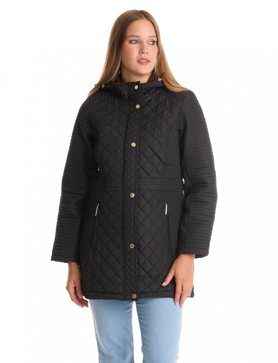 Campera Matelassé & Capucha Desmontable - Negro 