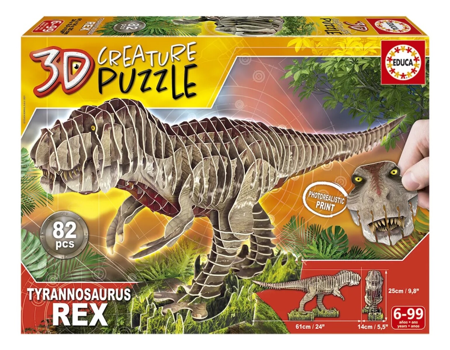 Juego De Mesa Puzzle 3d Educa Dinosaurio T-rex 82pc 