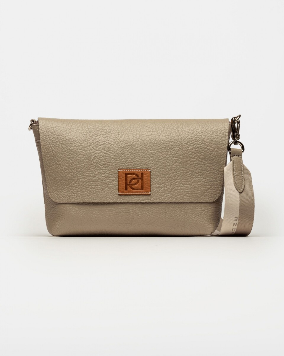 Bandolera Nina en cuero graneado - Taupe 
