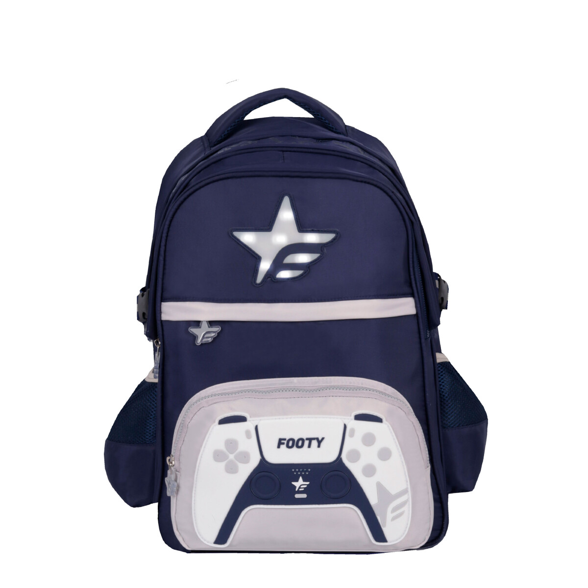 Mochila Footy Joystick 18" con Led - Azul Marino - Gris 
