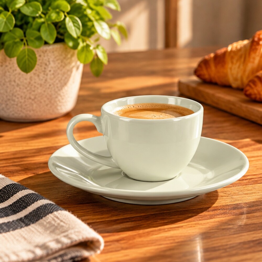 Taza blanca con plato 120 ml Taza blanca con plato 120 ml