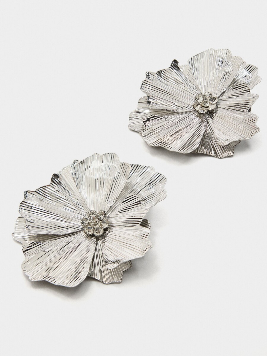 Pendientes Maxi De Flor Doble Esmaltados plateado