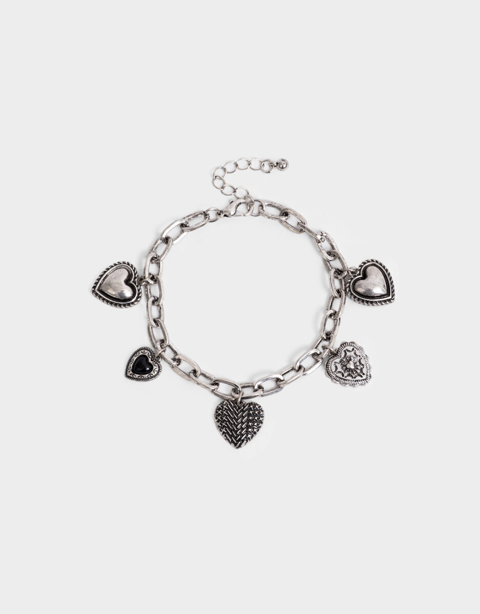 Pulsera Flexible Corazones Antique 