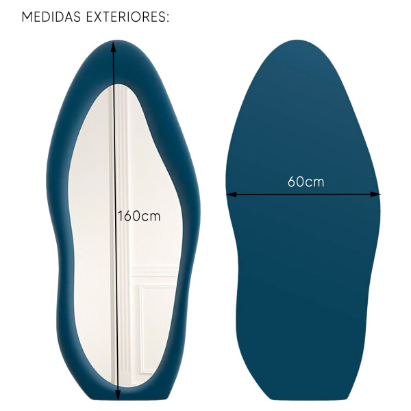Espejo Mango, Cuerpo Entero, Forma Irregular AZUL