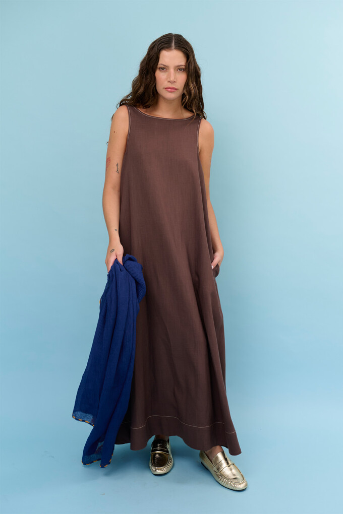 VESTIDO JACKIE MARRON