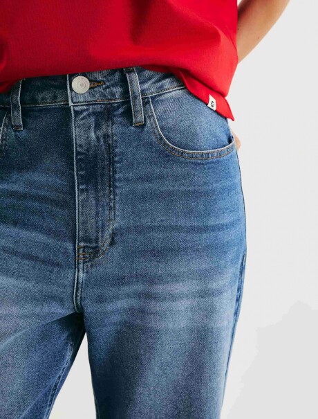 PANTALÓN RECTO DE CINTURA ALTA AZUL