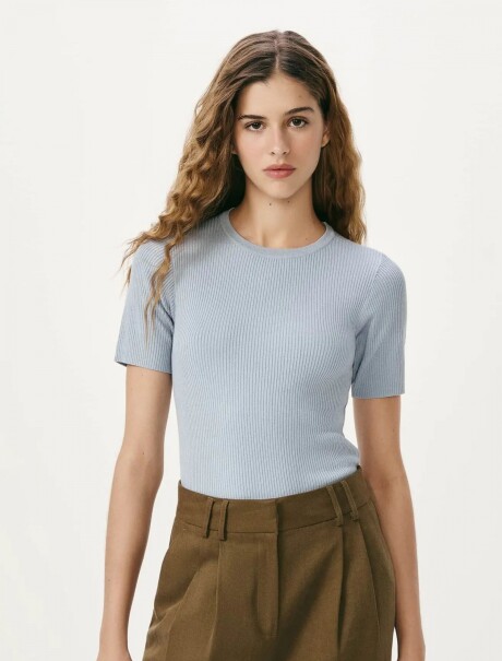 CAMISETA MANGA CORTA ACANALADA BLUSA MM FEM