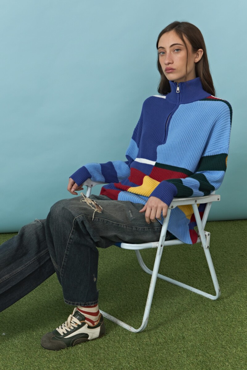 Sweater de algodón rayado multicolor multicolor