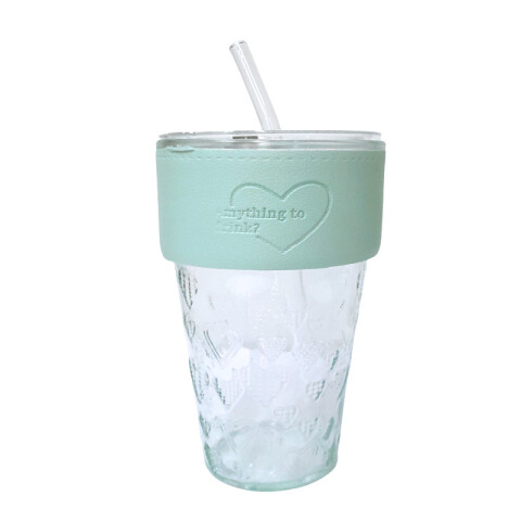 Vaso alto de vidrio c/sorbito agarre cuero sintético Vaso Alto De Vidrio C/sorbito Agarre Cuero Sintético