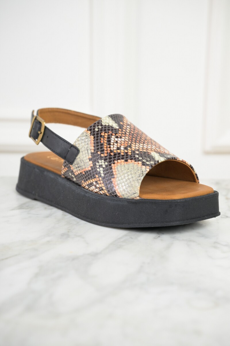 Sandalia Snake Animal Print - Negro 