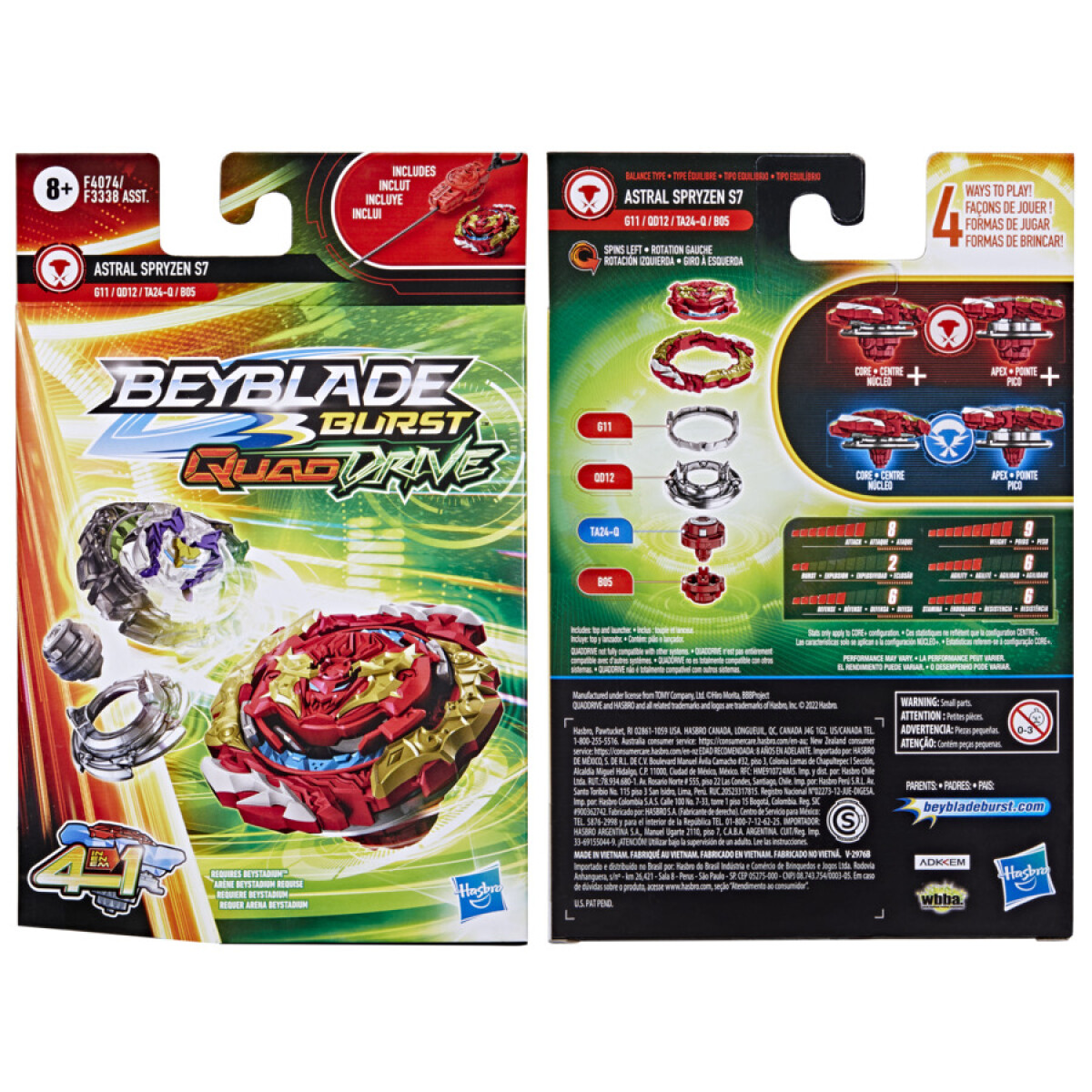 Kit Inicial Beyblade Burst Quaddrive Astral Spryzen S7 - 001 