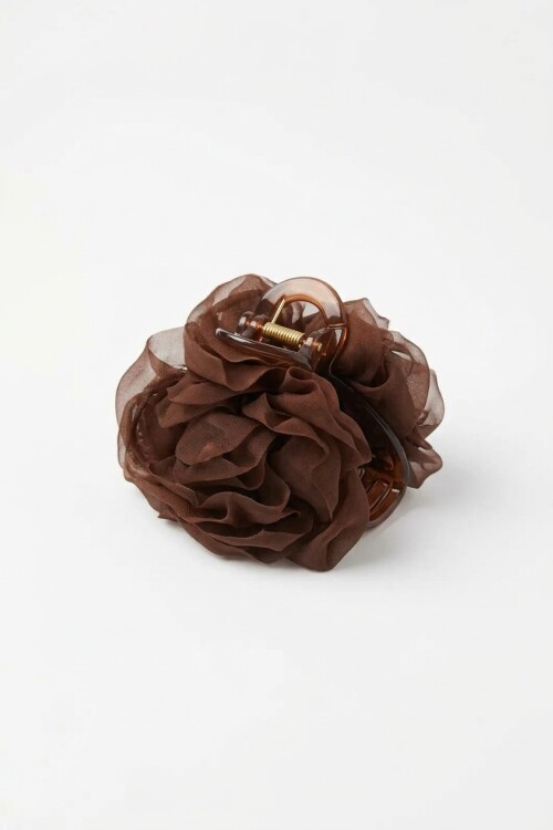 Broche flor marrón