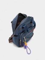 Mochila De Nylon Con Colgante azul-marino