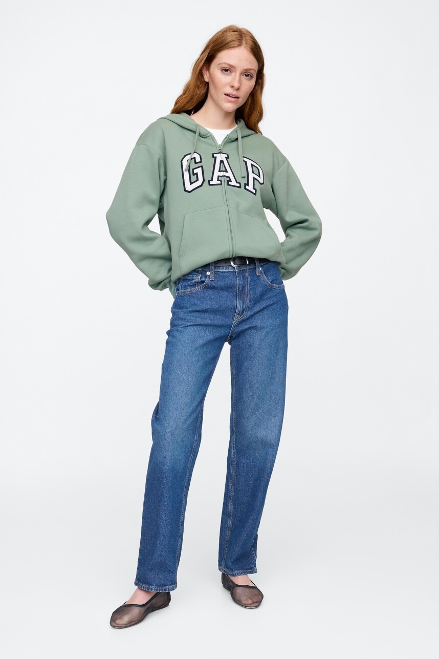 Canguro Con Cierre Logo Gap Mujer Gasoline Green