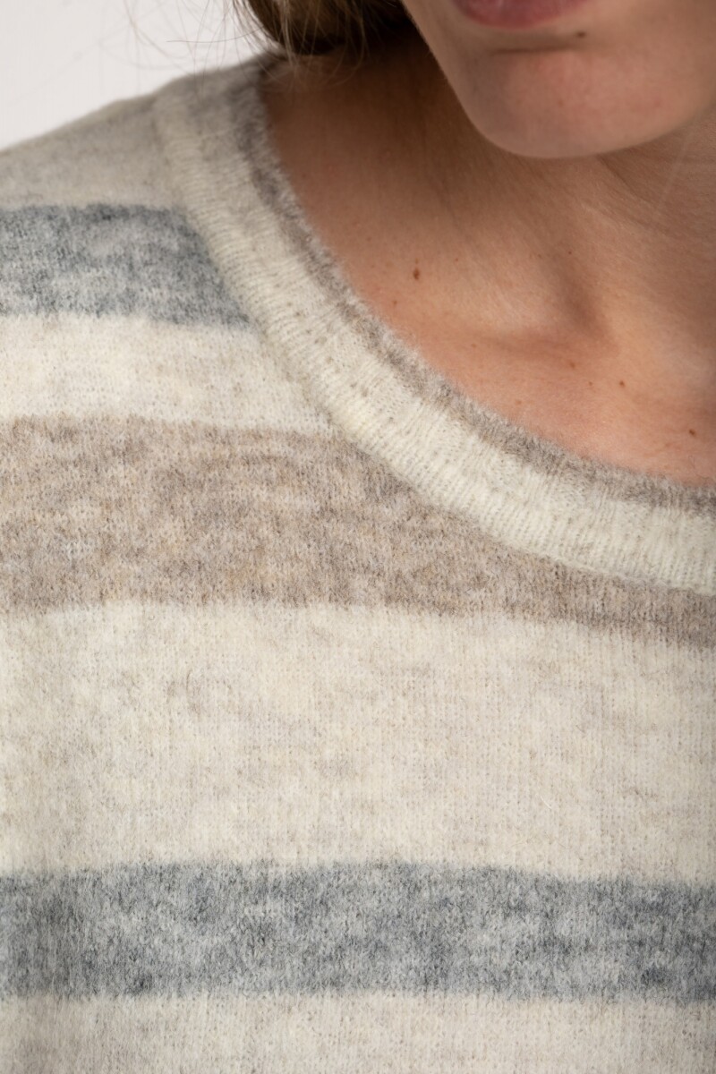 Sweater Rayado Gris Melange