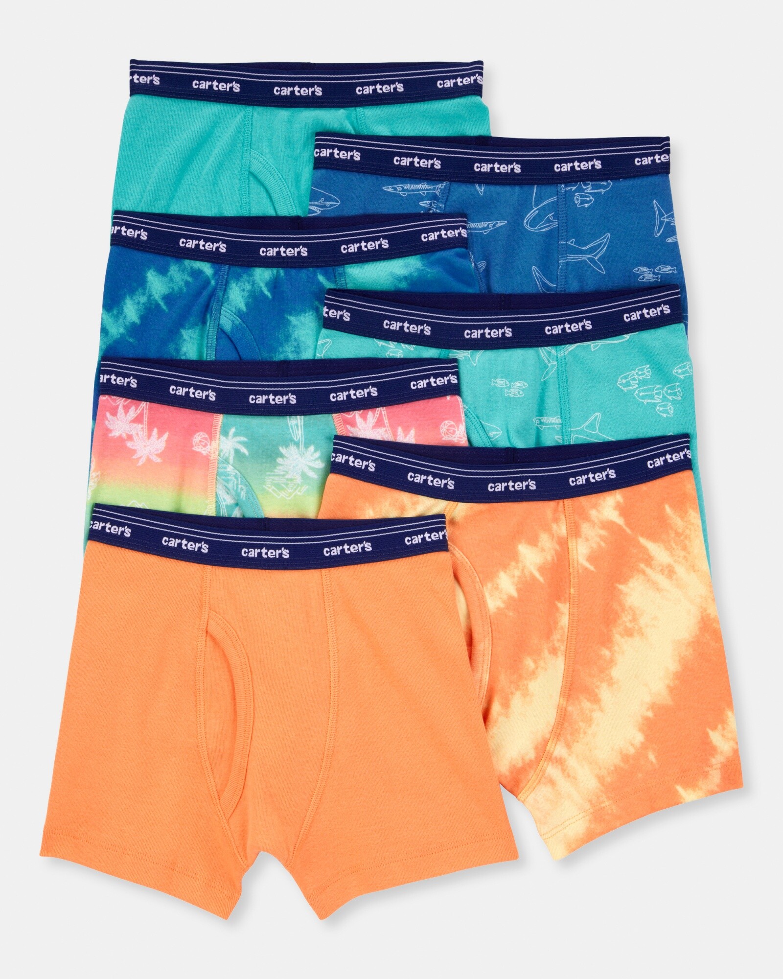 Pack siete calzoncillos boxer de algodón, diseño tropical Sin color