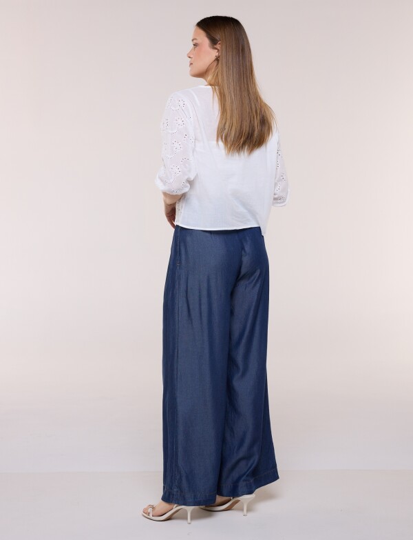 Cardigan Corto De Broderie Con Lazos Frontales CRUDO