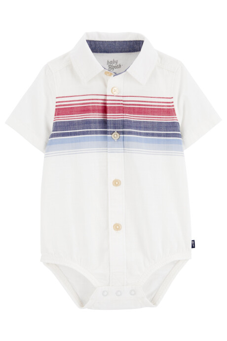 Body de popelina, tipo camisa, diseño a rayas Sin color
