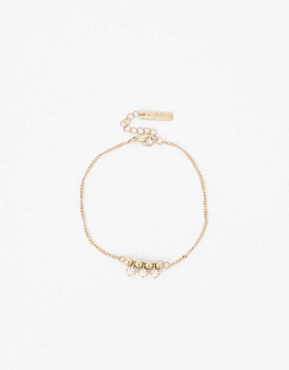 Pulsera Flexible Con Charm De Cubic Zirconia - Dorado 