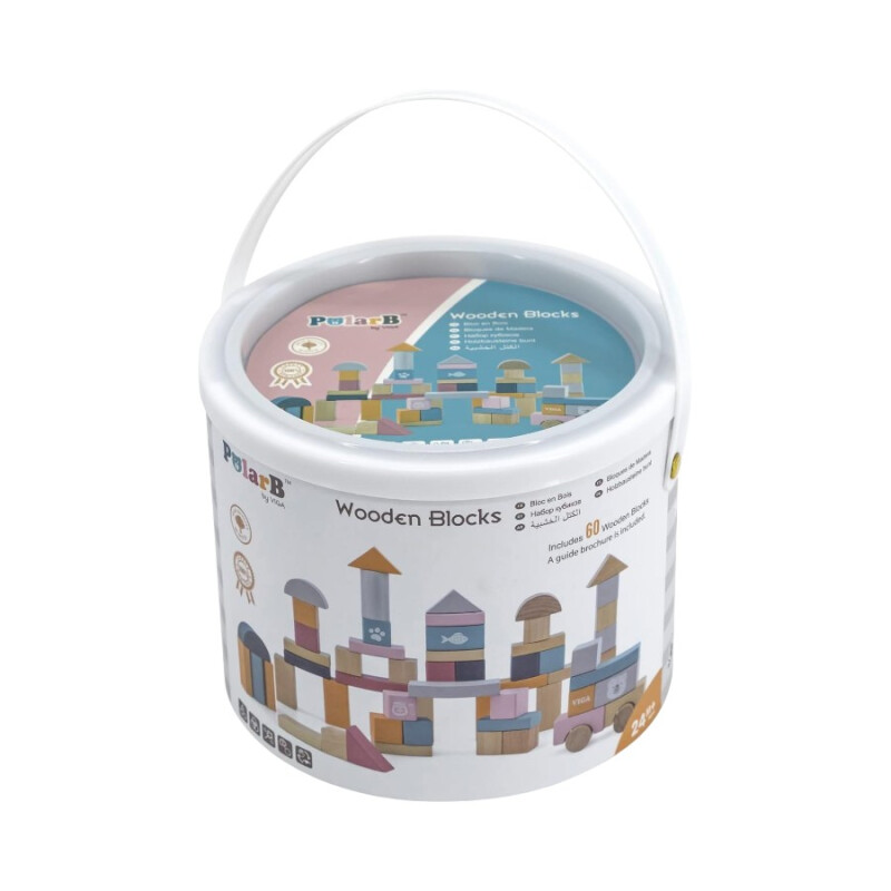 Balde Bloques de madera Pastel 60 piezas Polar B Balde Bloques de madera Pastel 60 piezas Polar B