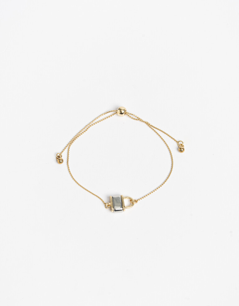 Pulseras Flexibles Metal Pulsera Flexible Candado - Combinacion Bicolor