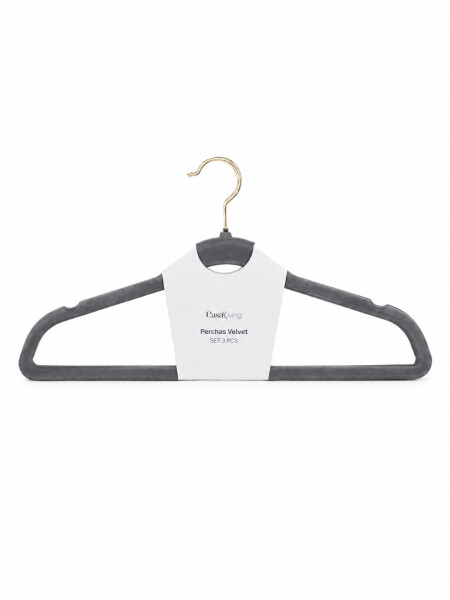 PERCHA VELVET SET X 5 GRIS
