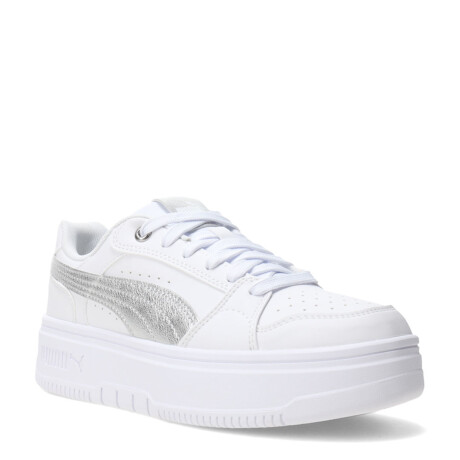 Championes de Mujer Puma Rebound Low Metalic Plataforma Blanco - Plata