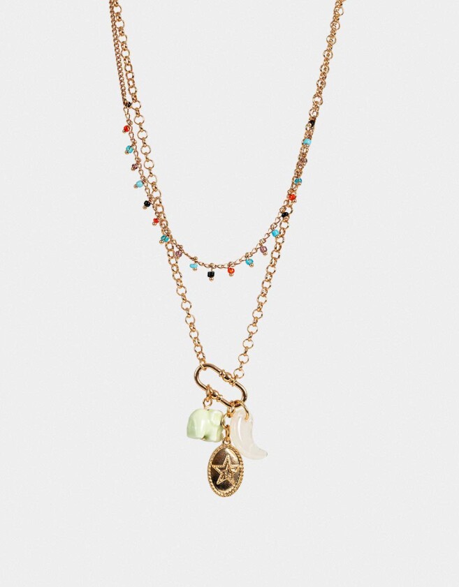 Collares Cortos Piedra Collar Corto Multi Dije - Dorado