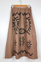 FALDA LINO DORADINA CHOCO