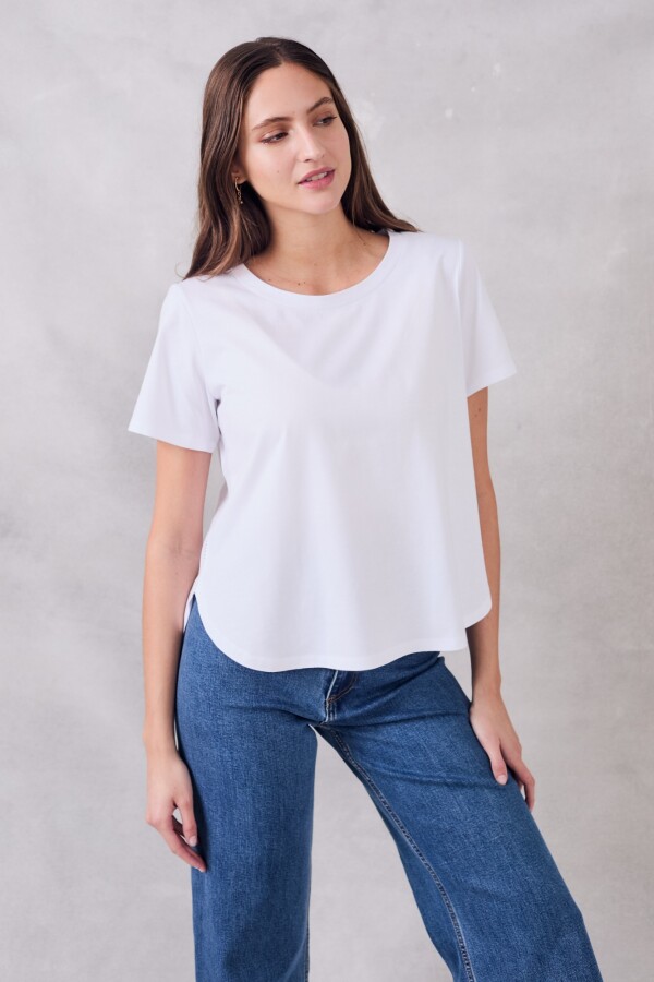 Remera Algodon Peinado Blanco