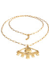 COLLAR LARGO DE ALEACIÓN DE METALES BAÑADO EN ORO DE 18K CON DETALLE DE OJO GRANDE Colgante