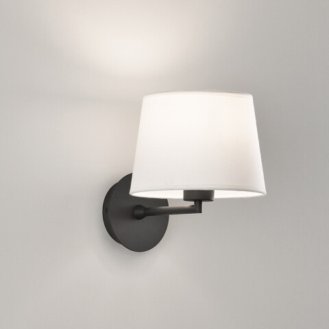Lámpara pared negro c/ pantalla tela E27 Ø20X23cm BA0120
