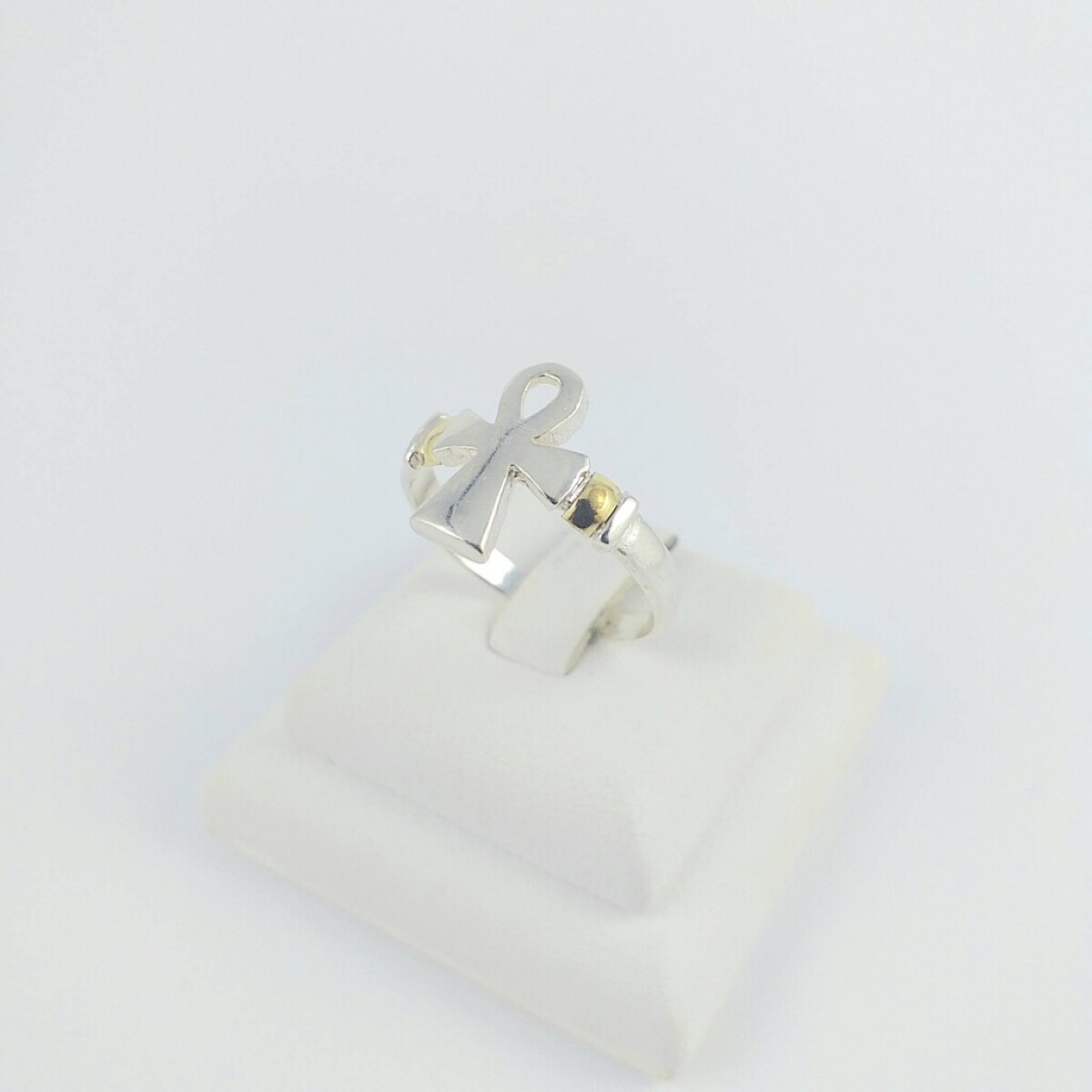 Anillo Religioso de Plata 925 y Doublé en Oro 18 kt - Cruz de la Vida 