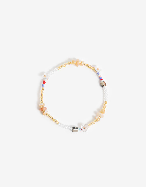 Pulseras Elásticas Canutillos Pulsera Con Beads Floral - Dorado