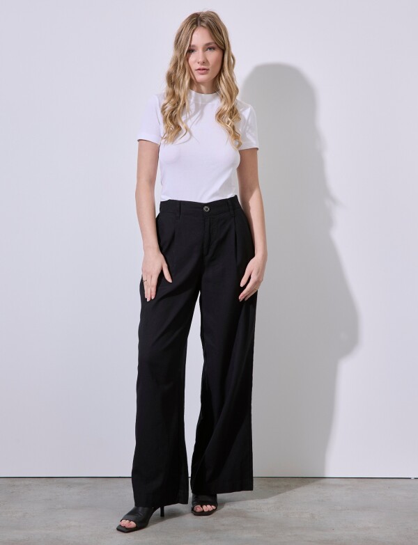 Pantalon Lino Wide NEGRO