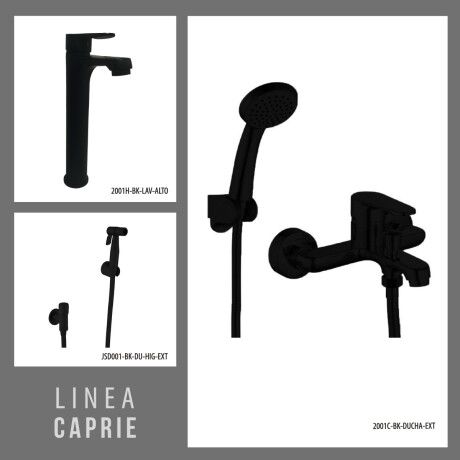 JUEGO DE GRIFERIA LAVATORIO ALTO DUCHA EXTERIOR Y DUCHA HIGIENICA 000