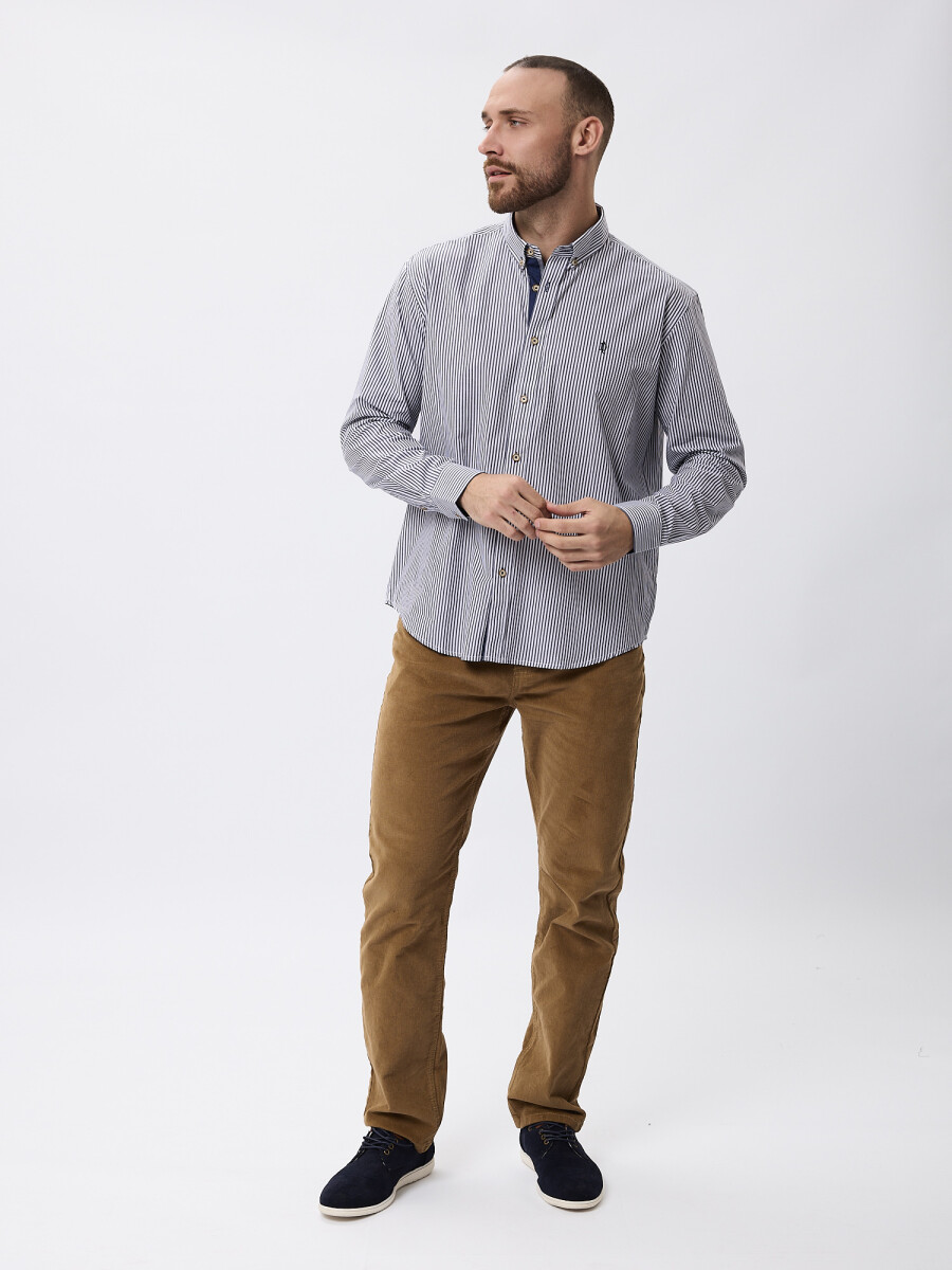 Camisa rayas algodon - negro 