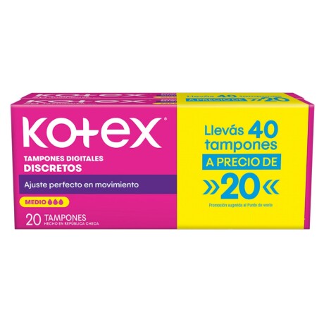 Kotex Tampón Extra Mediano X 20 2x1 Kotex Tampón Extra Mediano X 20 2x1