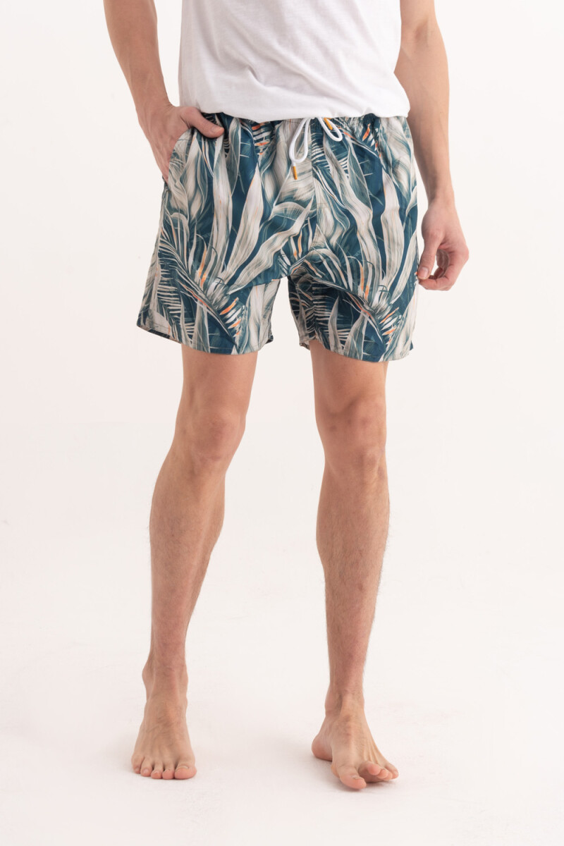 Short de baño estampado Tropical Verde