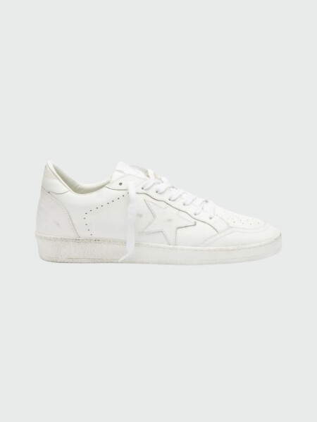 Golden Goose-Championes de cuero acordonados, Ball star Blanco