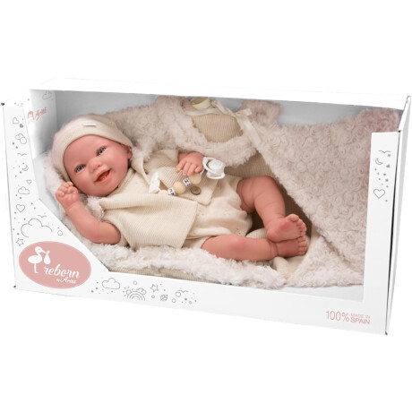 Arias - Muñeca Reborn Diego de 45 cm, bebé con Ropa Beige Arias - Muñeca Reborn Diego de 45 cm, bebé con Ropa Beige