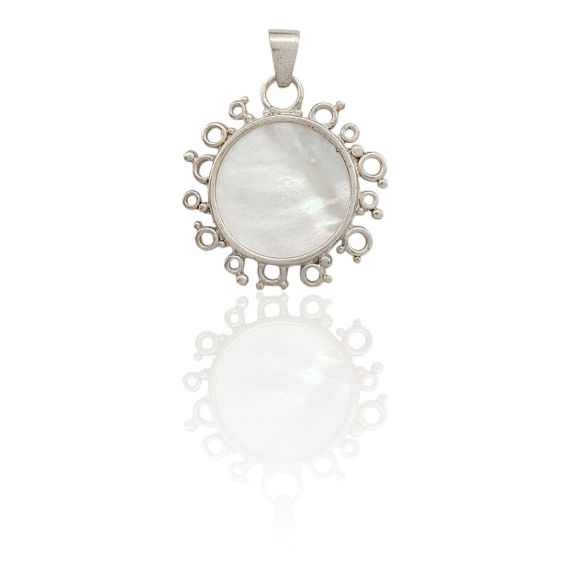 Dije Colgante Circulo-Plata 925-Nacar-CP4210 conpiedra