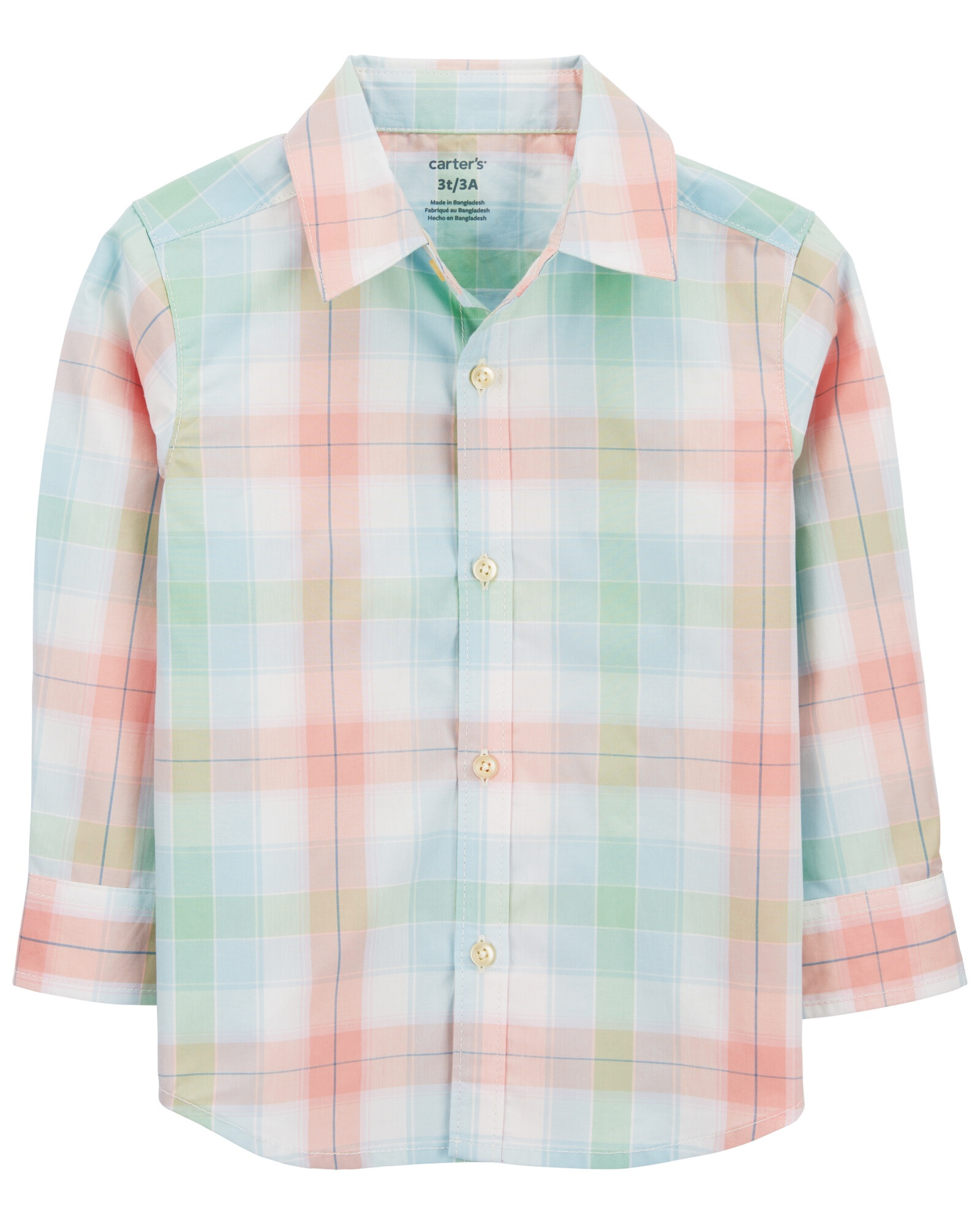 Camisa de popelina, manga larga diseño a cuadros Camisa de popelina, manga larga diseño a cuadros