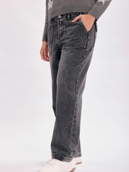 Pantalon jean cargo negro Negro
